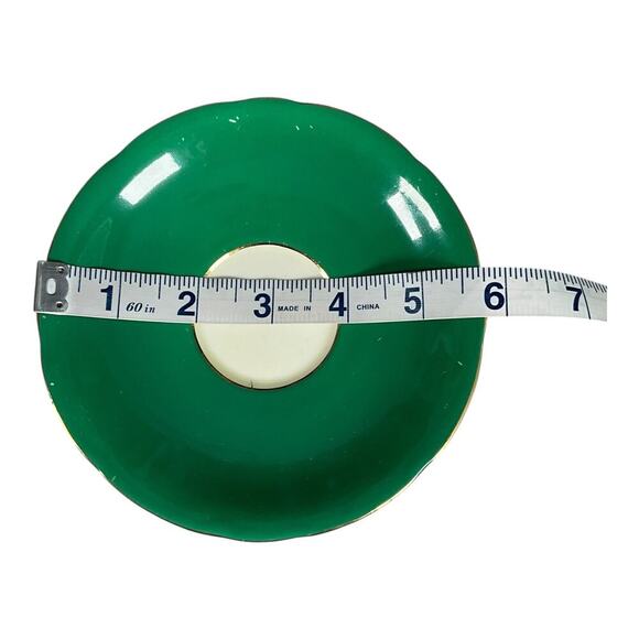 Vintage AYNSLEY Tea Cup & Saucer Set Bone China Vibrant Green Floral Bouquet - Picture 9 of 10